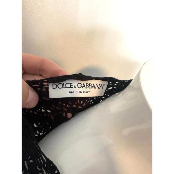 Vintage 1997 Dolce & Gabbana Crochet Sheer Sleeveless Tank Top Black Small US-2 - Picture 5 of 5